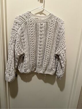 Light Cream Open-Knit Women's Sweater